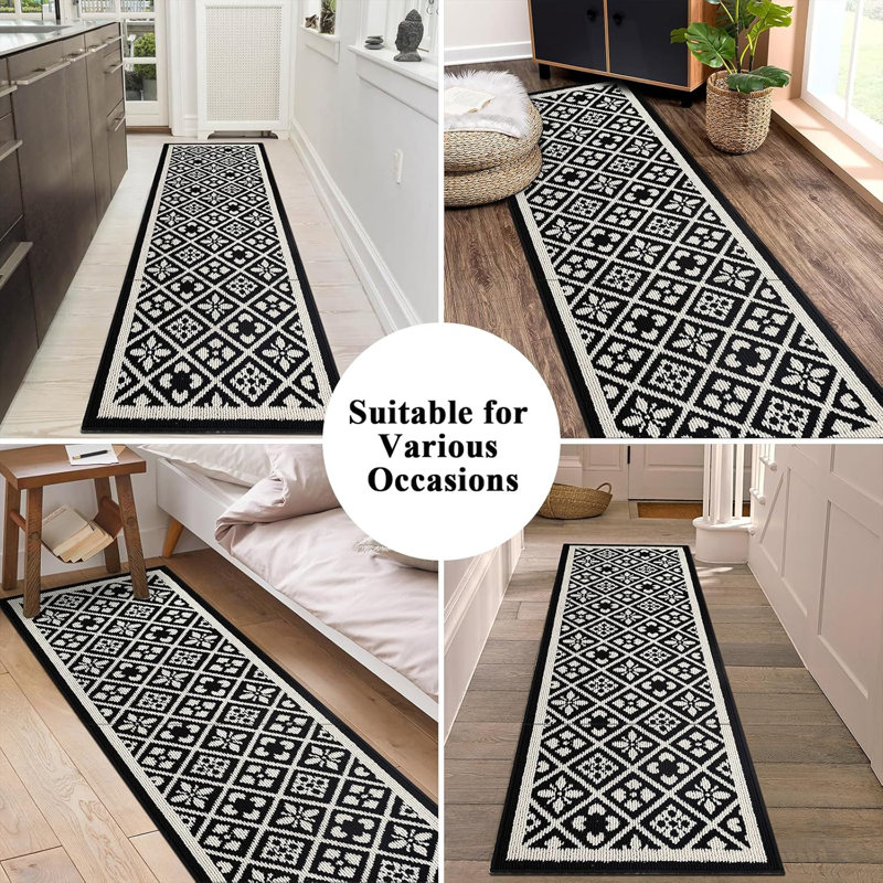 Tapis antidérapant lavable 2 pi x 6 pi, Noir