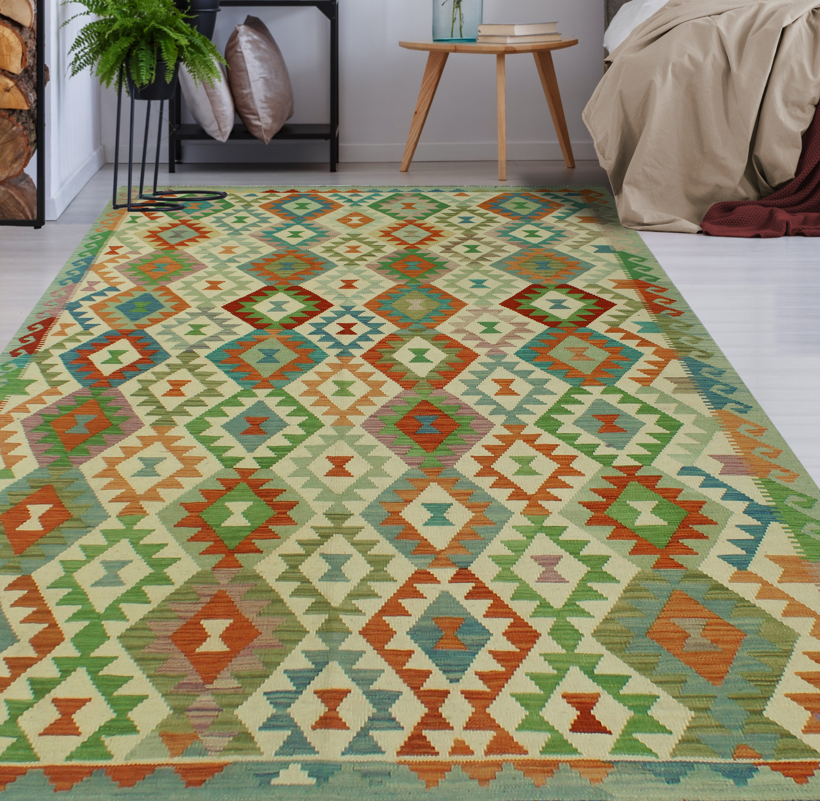 Bungalow Rose Kilim Ivory Rug | Wayfair