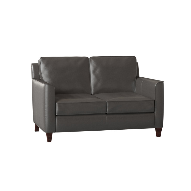Yorba Leather Loveseat, Mahogany, Aline Fumo Genuine Leather