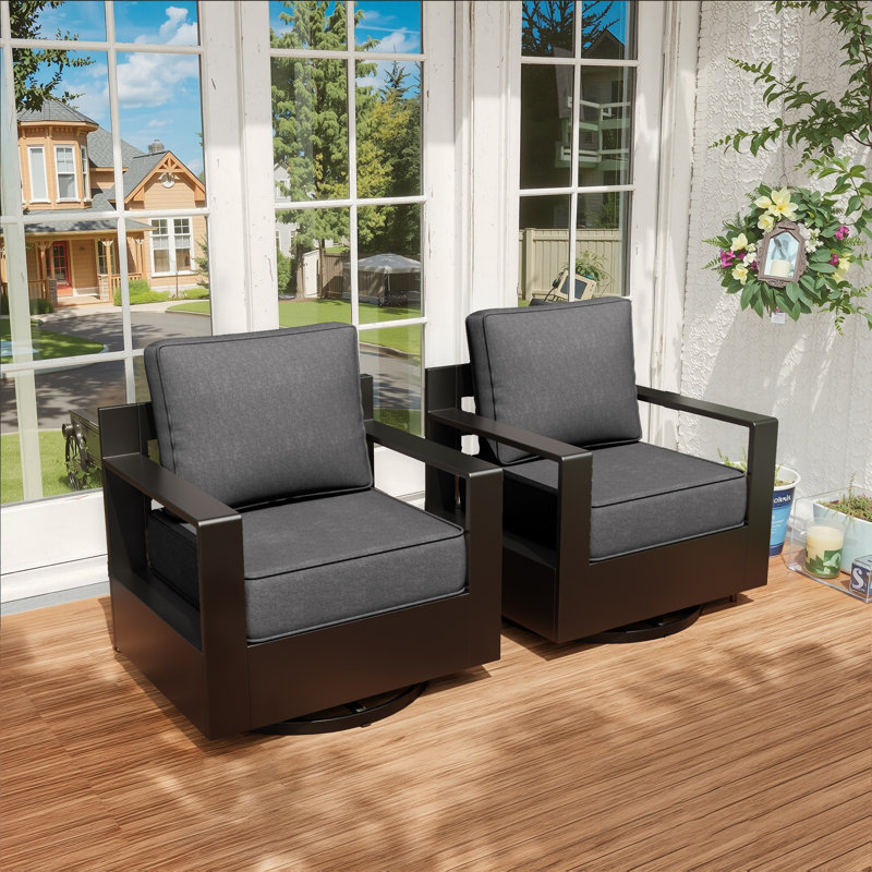 Ensemble de 2 chaises de patio avec coussins, Gris