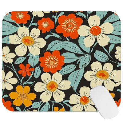 Floral Retro Flower Dreams VII Gaming Cute Office Laptop Desk Pad Gift Mat Square Rectangle Non-Slip Mousepad