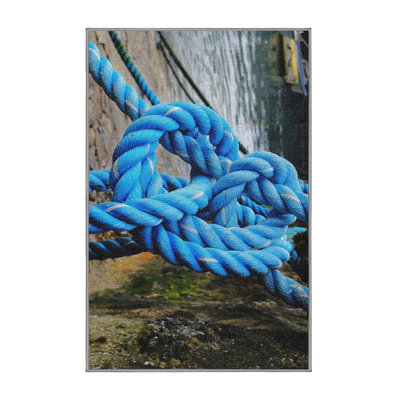 Tapis bleu corde