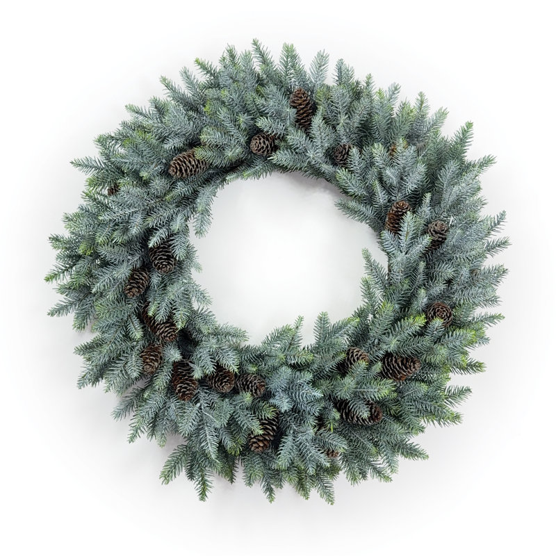Frosted Pine and Pinecone Wreath 24"