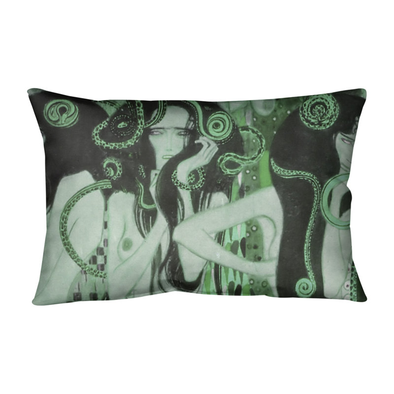 Coussin lombaire frise beethoven, 14 po x 10 po, Duvet synthétique, Vert