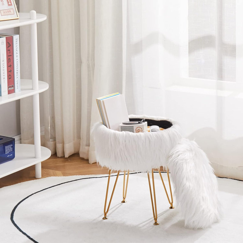 Velvet Ottoman, White