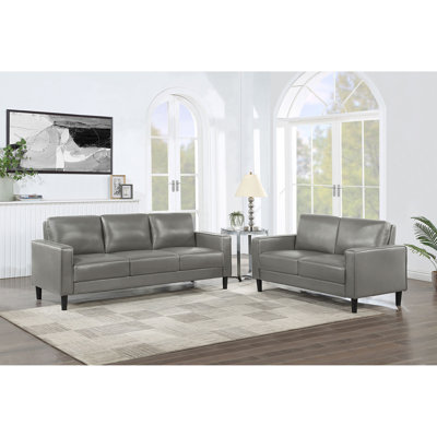 Farallone Grey 2-Piece Track Arm Sofa Set