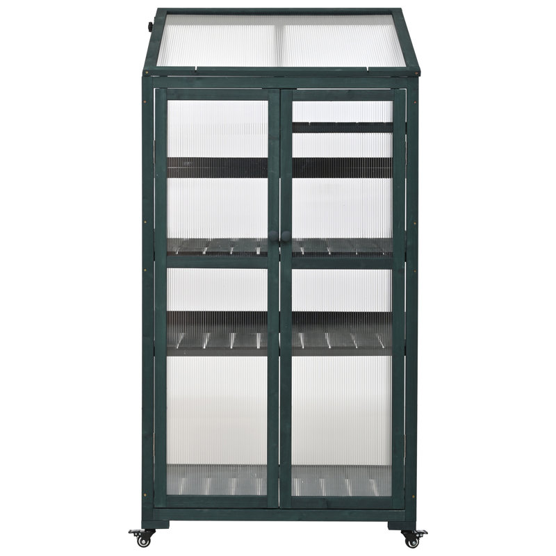 TOPMAX 62Inch Height Wood Large Greenhouse Balcony Portable Cold Frame With Wheels And Adjustable Shelves For Outdoor Indoor Use