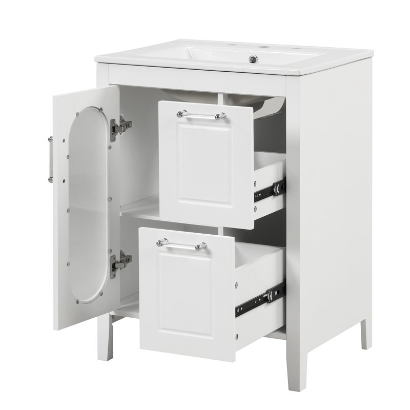 24" Bathroom Vanity With Sink, White