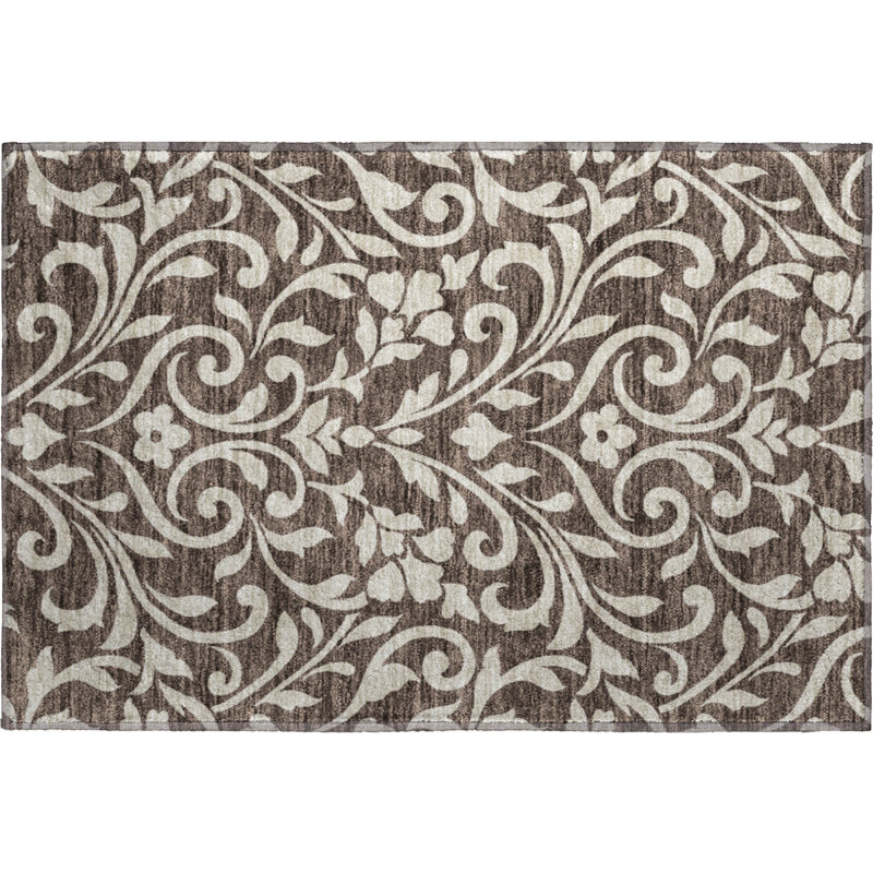 Premium Machine Washable Prisco Chocolate Rug, Rectangle 1'8" x 2'6"