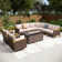 Outdoor Wicker Patio Conversation Furniture Set With Swivel Chairs And Firepit Table