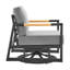 Fauteuil oscillant d'extérieur noir en aluminium et en bois noir avec coussins gris, pivotant à 360 degrés, glissant pour un confort optimal, résistant aux intempéries, à la rouille, sans assemblage, cadre facile à nettoyer entièrement assemblé,