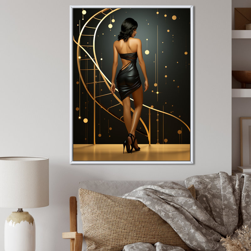 «Playful Evening Glam Portrait», reproduction sur toile, H 20 po x l 12 po x P 1 po, Cadre flottant blanc