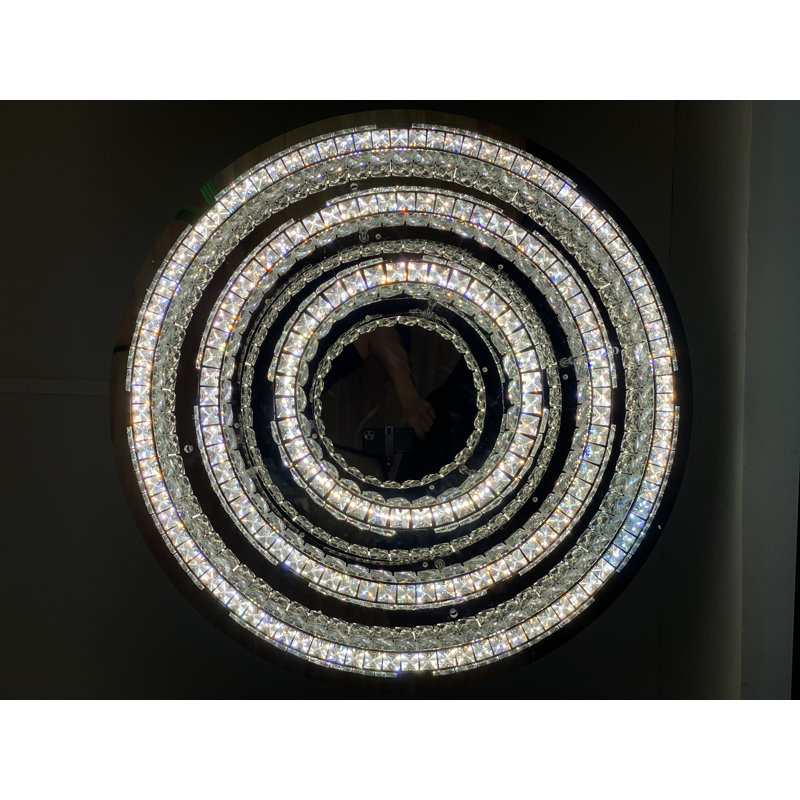 Markiese 32" Crystal Chandelier 3-Tier Round Ring Chrome Ceiling Light Fixture for Kitchen 3000-6000k