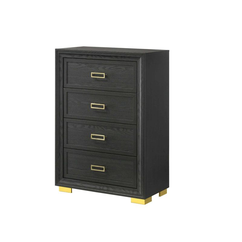 Commode 4 tiroirs en bois massif Maycon