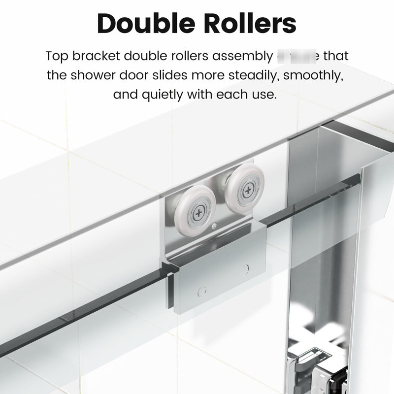 Porte de douche à double dérivation, H 70 po, largeur 56 à 60 po, verre trempé de 6 mm, fonction stable et design élégant