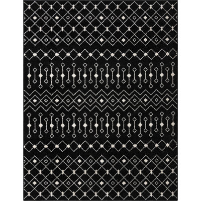 Tapis noir / blanc en polypropylène tissé à la machine Briehn