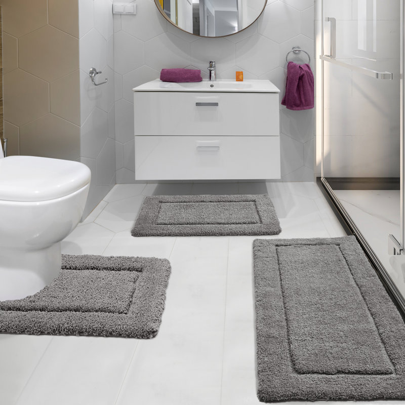 Super Soft Thick Plush Tufted Bathroom Rug, 24" W x 60" L, Gray