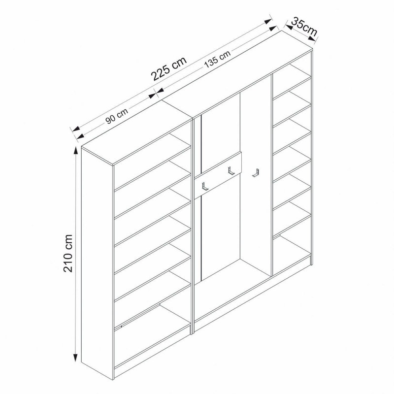 Nichlas 225 cm W Hall Tree