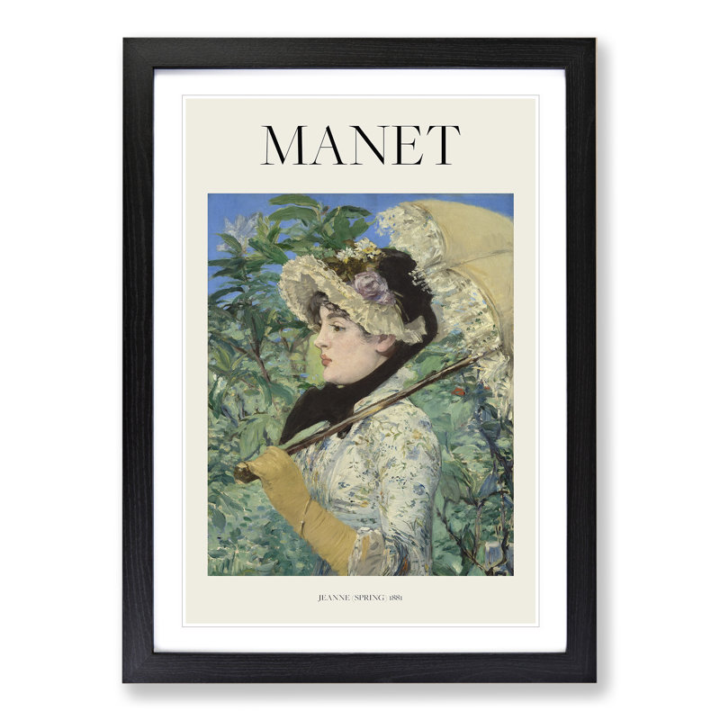 Jeanne Spring by Edouard Manet - Picture Frame Art Prints, Black Framed, 36cm H x 27cm W x 2cm D