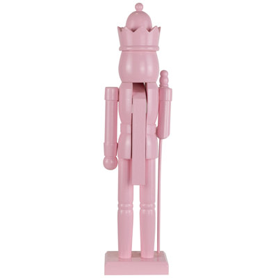 Nutcracker King With Scepter And Crown Standing Christmas Figure - 15" - Pink