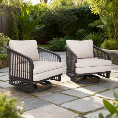 Asheville Patio Swivel Aluminum Club Chairs Lounge Chairs With Cushions