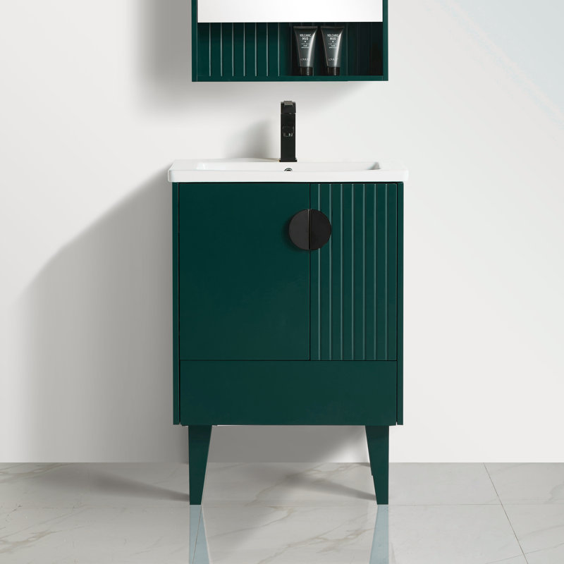 Ensemble de meuble-lavabo simple 24 po Saimah, Noir, Vert