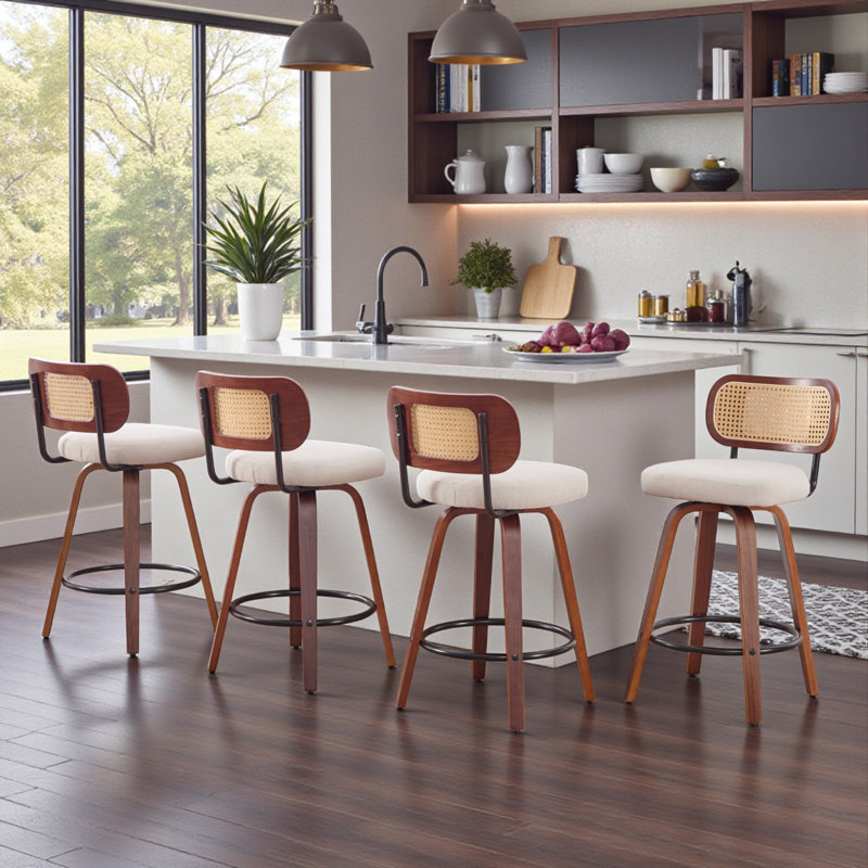 Chaises de bar pivotantes à hauteur de siège de 26 po Logreira, Beige