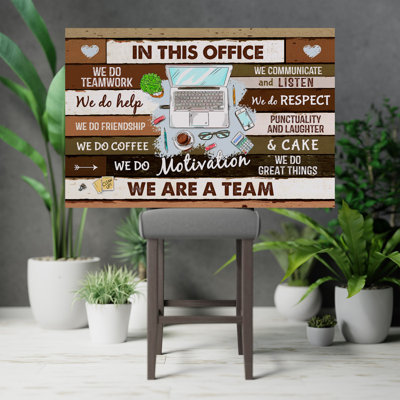 Ordinateurs - Dans ce bureau, nous sommes une équipe, toile tendue avec châssis