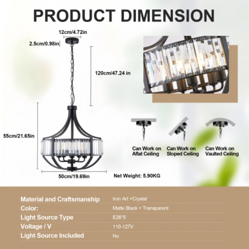 Lustres campagnards en cristal