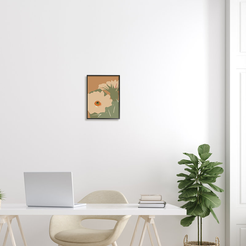 Fleur de cactus moderne, Giclée encadrée noir minuit, H 14 po x l 11 po x P 1,5 po