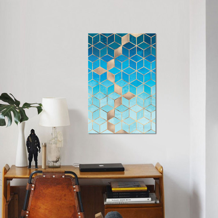 «Sea and Sky Cubes», impression sur toile, H 60 po x l 40po x P 1,5 po, Toile tendue, Pas de tapis