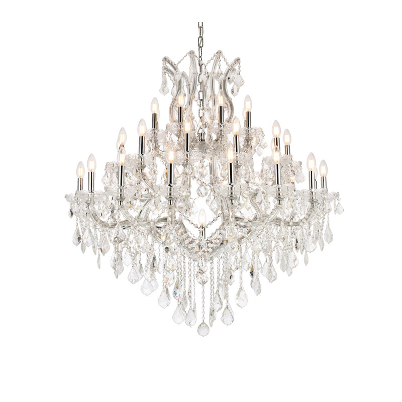 Stockard 37 - Light Glass Chandelier, Chrome, Elegant Cut, Clear