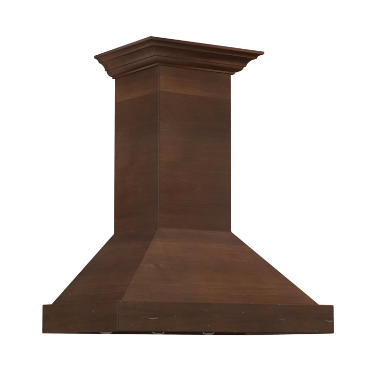 30" Wood 400 CFM Ducted Wall Mount Range Hood, Walnut, 48" W