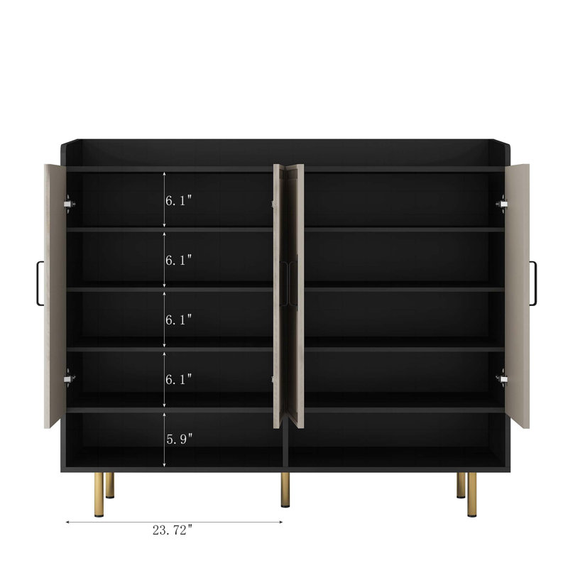 Buffet, armoire à chaussures avec 4 portes et grande armoire de rangement moderne pour chaussures avec tablettes réglables pour vestibule