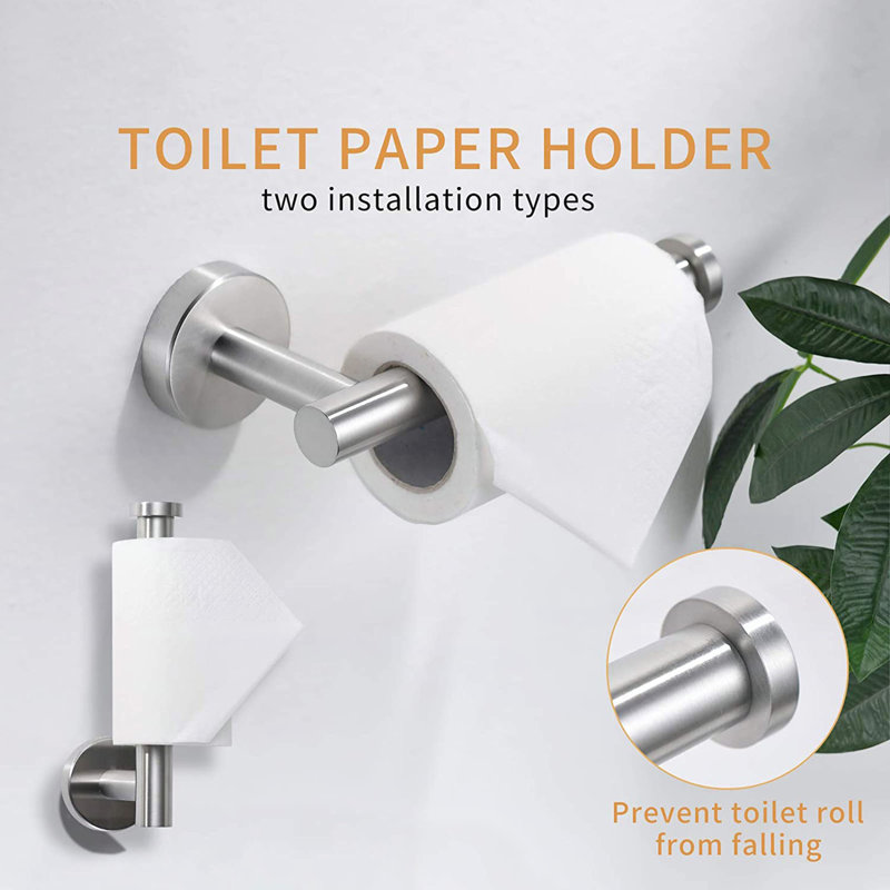 Ensemble d'accessoires de salle de bain 3 pièces, ensemble de salle de bain en acier inoxydable, porte-papier hygiénique avec porte-peignoir