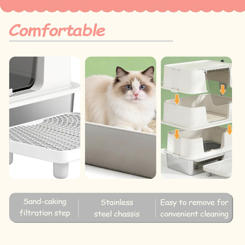 Cat Litter Box, Stainless Steel Garbage Bin, Cat Garbage Bin