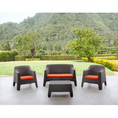 Ensemble de conversation 4 pièces Bali en espresso