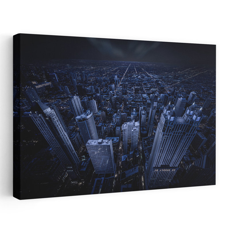Chicago, heure bleue, architecture contemporaine, art mural, H 24 po x l 36 po