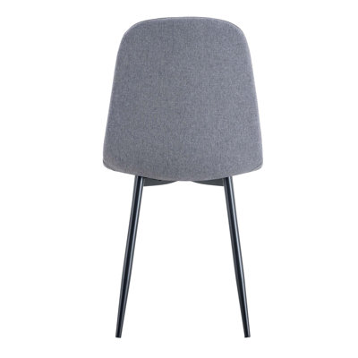 Luxury Simple Chair-Set Of 4 Linen-Cotton Material High Resilience Dining Chair With Metal Leg,Integral Metal Leg Architecture,Suitable For Various Interior Decoration Styles