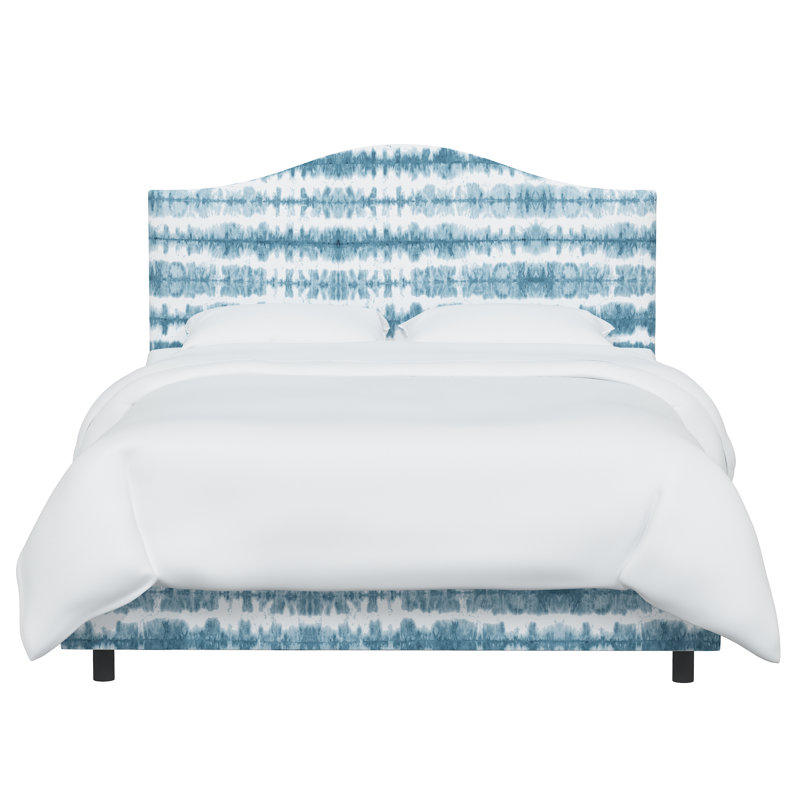 Lit tapissier standard Tangela, Très grand californien, Gris anthracite rayé Fritz, OCÉAN RAYÉ OBU