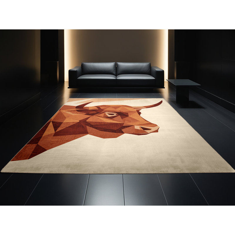 Machine Washable Orlena Rustic Geometric Rug in Beige – Beige Binding, 5 x 7