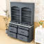 Ensemble de 2 grands garde-manger autoportants avec plateau en faux marbre, tiroirs et tablette réglable-577076535