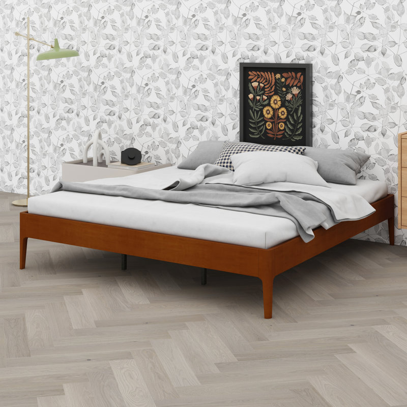 Sleek Design Sleeping Base with Integrated Sturdy Slat Structure, Brown