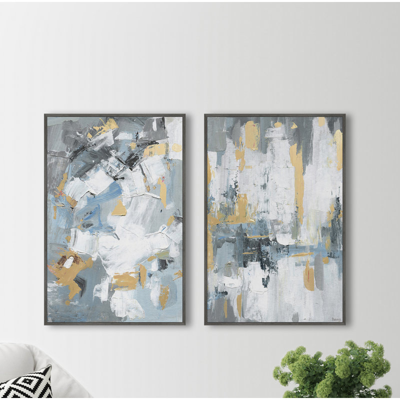 « paint strokes », ensemble de 2 cadres à flotteurs parvez taj, sur toile, H 18 po x l 12 po x 1,5 po