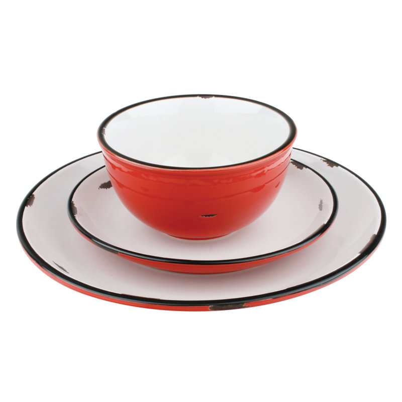 Tinware Salad Plate, Red
