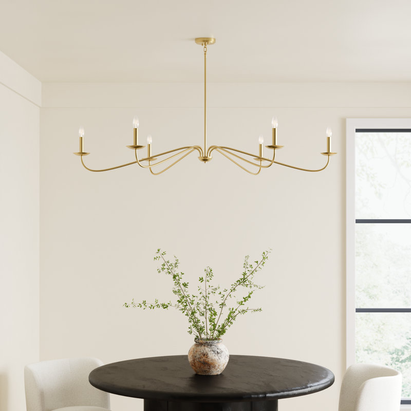 Zoyla 6-Light Chandelier in Natural Brass, Natural Brass