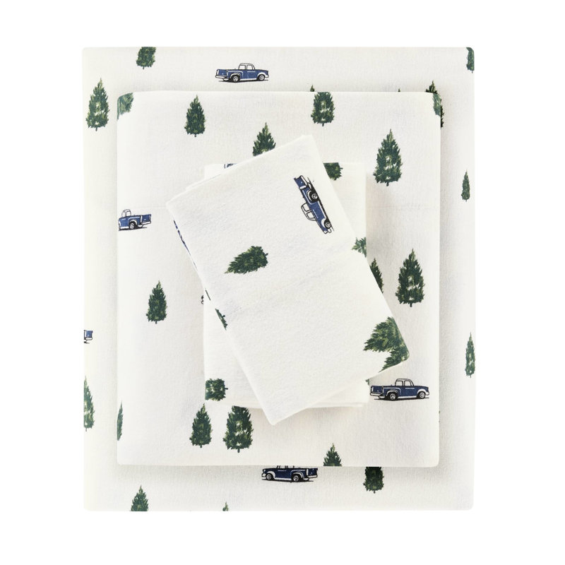 Ensemble de 4 draps en flanelle 100% coton, doux et moelleux, comprenant 1 drap-housse, 2 taies d'oreiller plates, entièrement élastiquée pour un ajustement parfait, lavable à la machine, sans danger