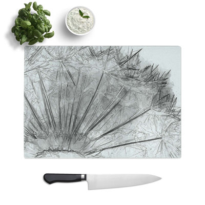 Tempered Glass Dandelion Seed Sketch Chopping Board