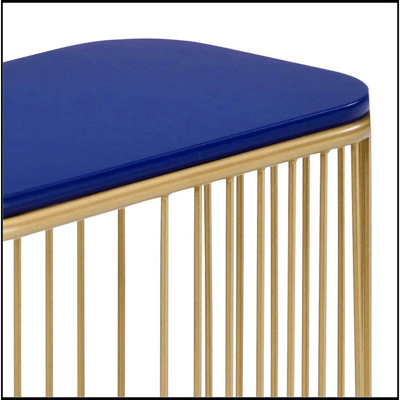 Blue And Gold C-Table With Metal Base