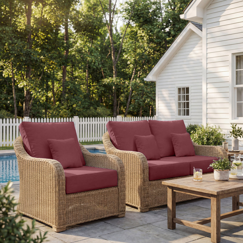 Back & Seat Patio Cushions For Outdoor Furniture24 X 24  X 6  Inch, Outdoor Replacement Cushion Set Of 3, Weather Resistant Patio Chair Cushions With Removable Cover And Straps, Navy Blue